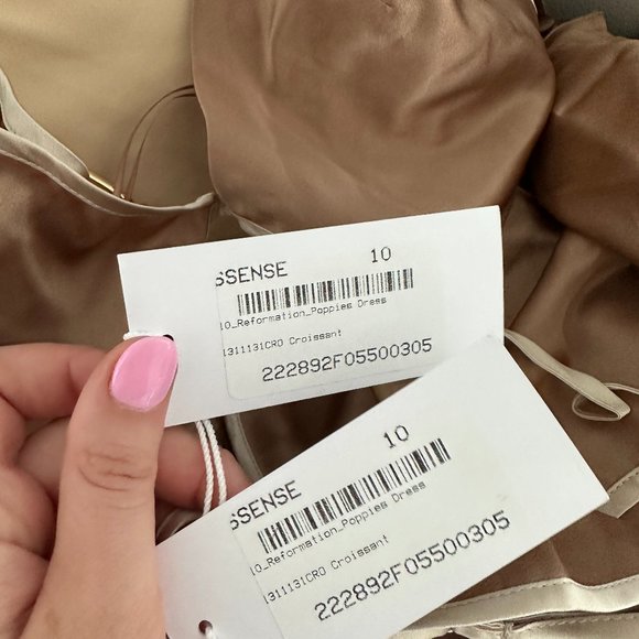 NWT Reformation Poppies Silk Cut-out Maxi Slip Dress Sz 10 Croissant Deep V-neck - Picture 3 of 8